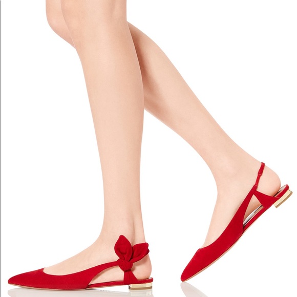 BNIB Aquazzura Red Suede Ballet Ballerina Slingback Flats - Picture 14 of 15